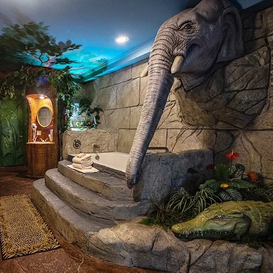 The Jungle Safari suite at the Anniversary Inn in Boise, Idaho