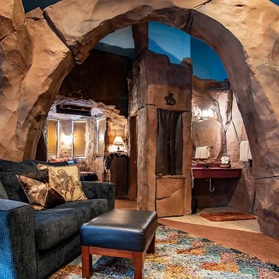 The Red Rock Canyon suite at the Anniversary Inn in Boise, Idaho