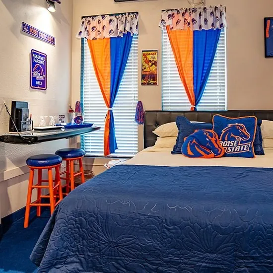 The Bronco Nights suite at the Anniversary Inn in Boise, Idaho
