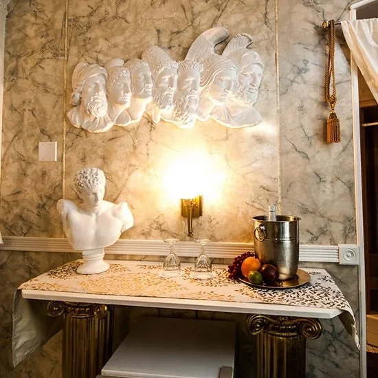 The Aphrodite’s Court suite at the Anniversary Inn in Logan, Utah