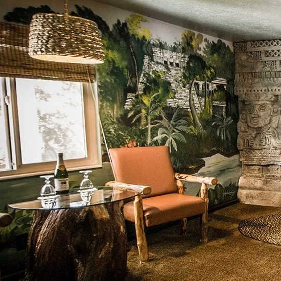 The Amazon Rainforest suite at the Anniversary Inn in Logan, Utah