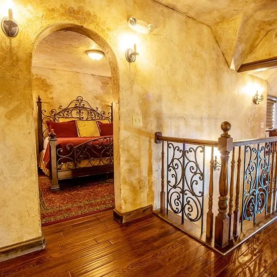The Juliet’s Balcony suite at the Anniversary Inn in Logan, Utah