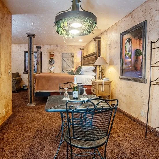 The La Hacienda suite at the Anniversary Inn in Logan, Utah
