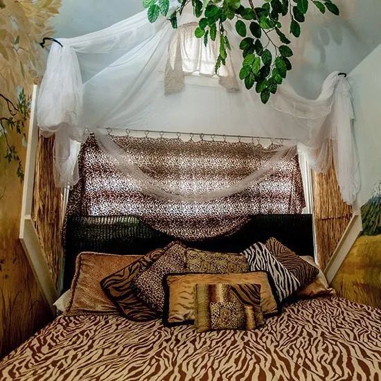 The Jungle Safari suite at the Anniversary Inn in South Temple, Salt Lake City, Utah